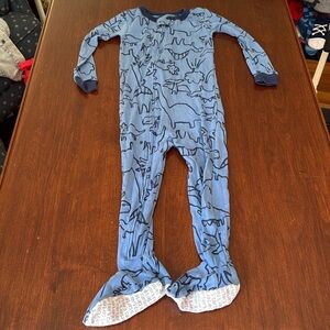 Blue Dinosaur Print Kids Cotton Footie Pajama